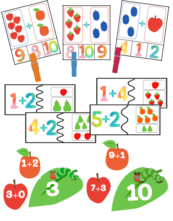 Your students will have so much fun learning addition to 10 with these 8 math centers and 4 printable activities. There is a strong emphasis on relating the one-to-one counting concept and composing numbers up to 10. All with a fun caterpillar theme!!