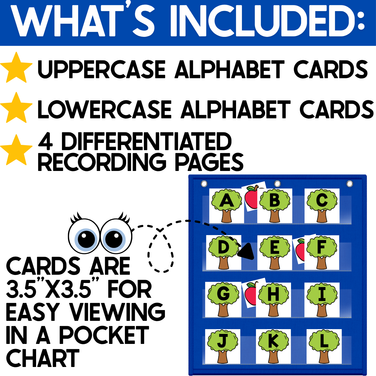 Alphabet Hide & Seek Pocket Chart Cards | Apple Tree Theme