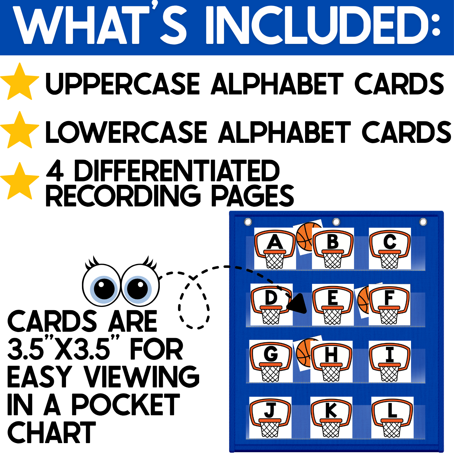 Alphabet Hide & Seek Pocket Chart Game | Basketball Sports | Letter Recognition