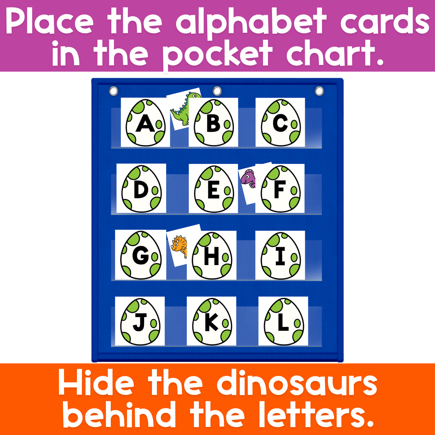 Alphabet Hide & Seek Pocket Chart Game | Dinosaur | Letter Recognition