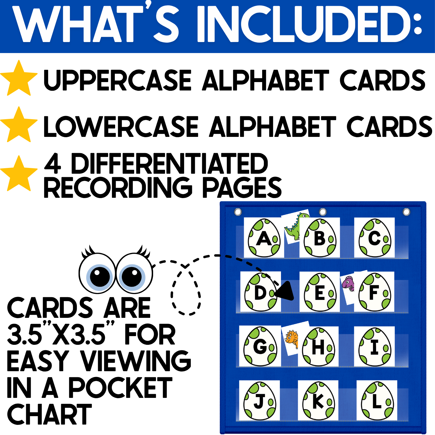 Alphabet Hide & Seek Pocket Chart Game | Dinosaur | Letter Recognition