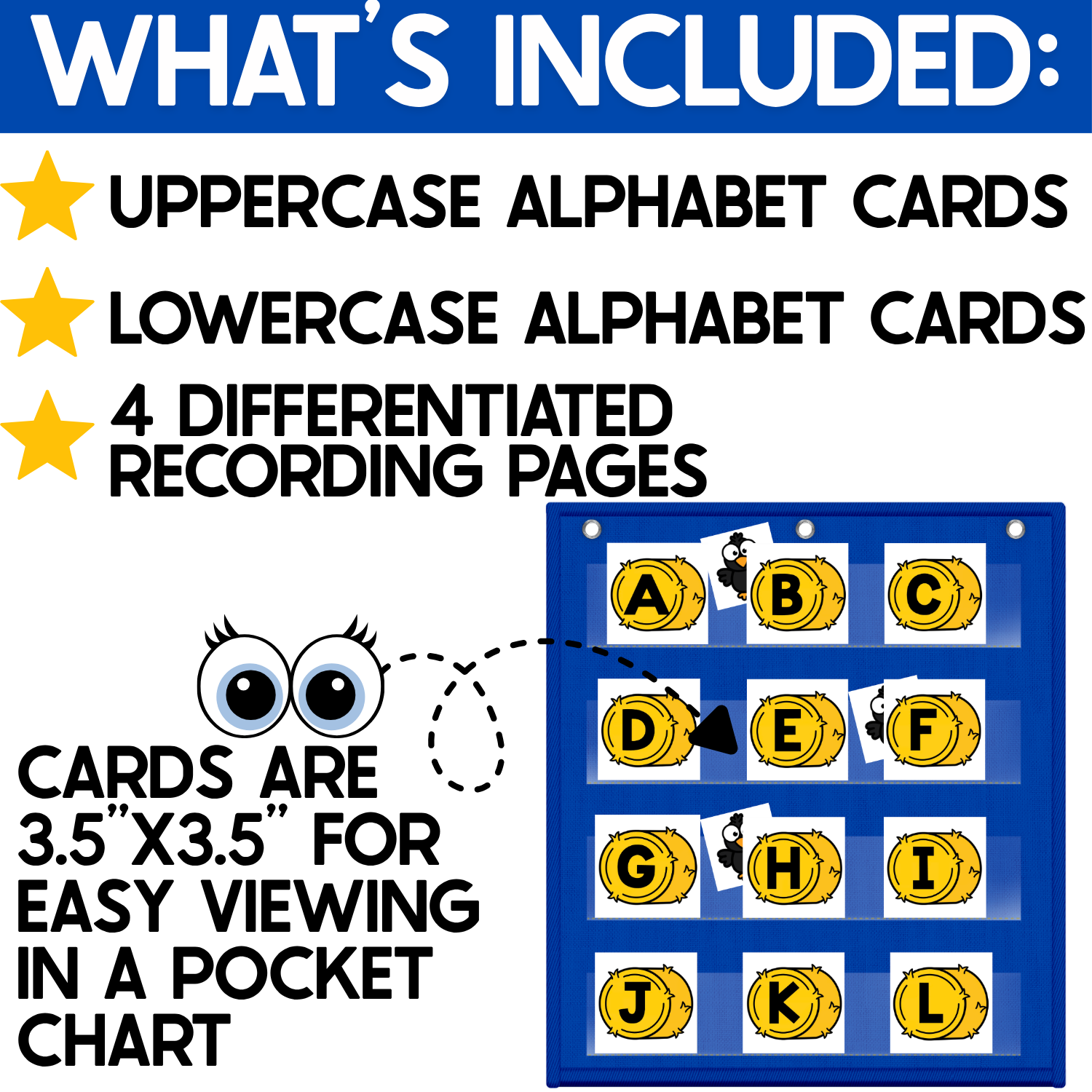 Alphabet Hide & Seek Pocket Chart Game | Fall Hay and Crows | Letter Recognition