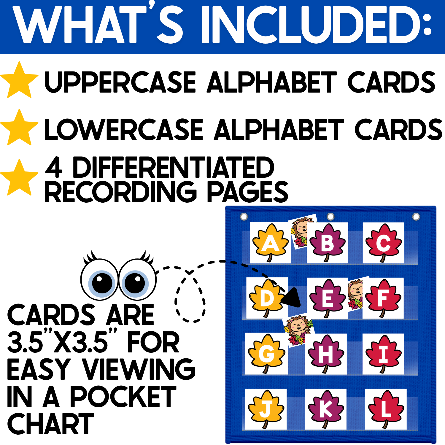 Alphabet Hide & Seek Pocket Chart Game | Fall Hedgehog | Letter Recognition