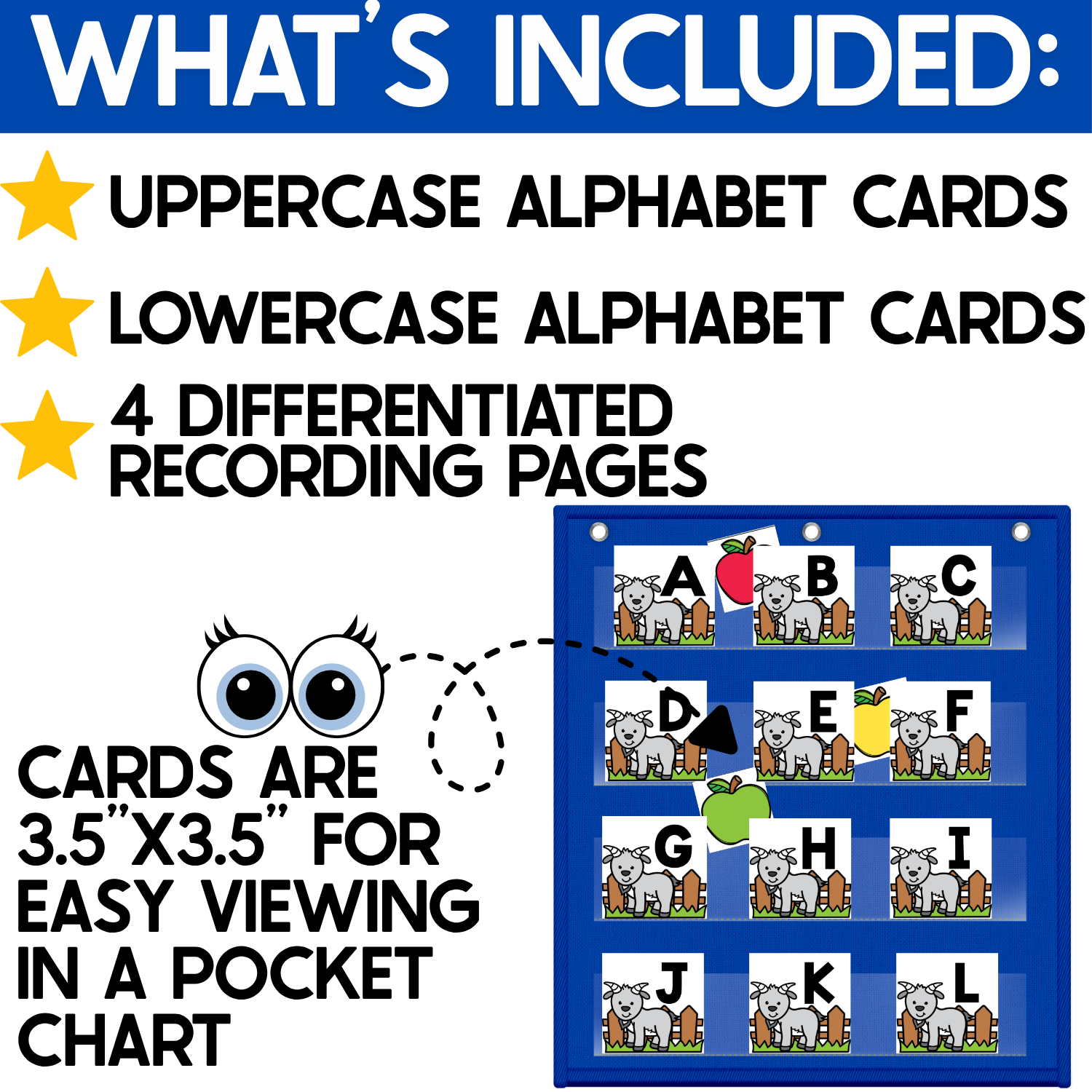 Alphabet Hide & Seek Pocket Chart Game | Farm Theme: Goats | Letter Recognition