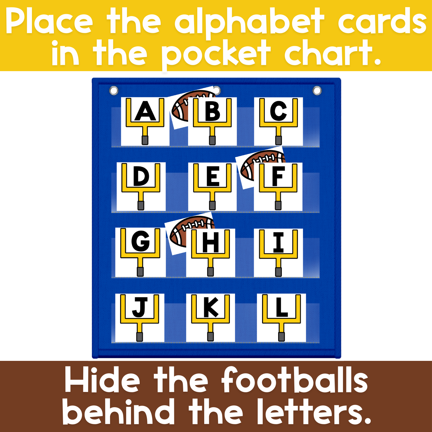 Alphabet Hide & Seek Pocket Chart Game | Football Theme | Letter Recognition