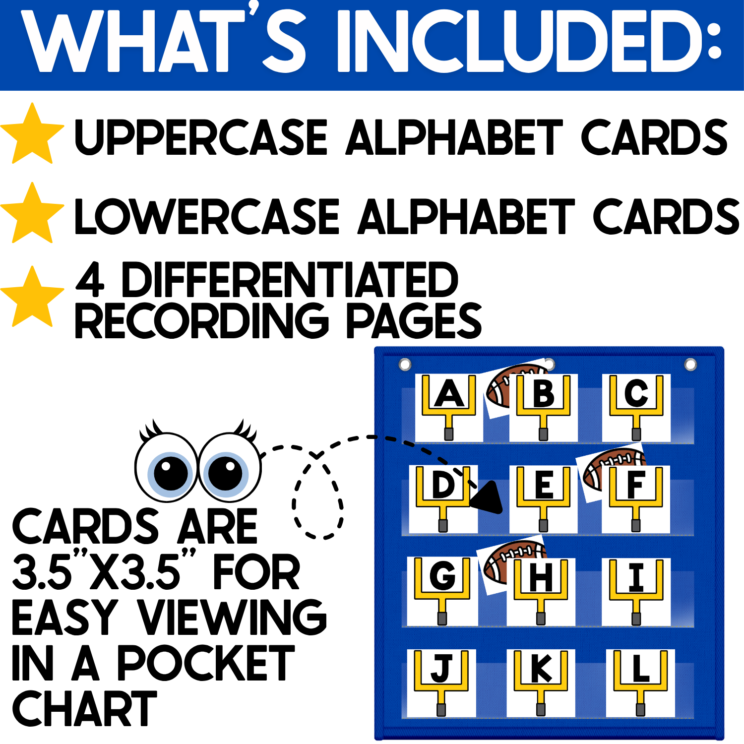 Alphabet Hide & Seek Pocket Chart Game | Football Theme | Letter Recognition