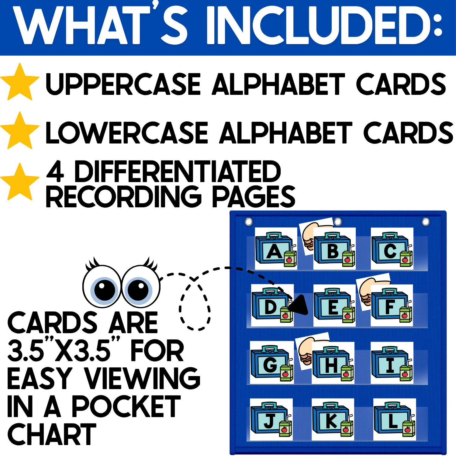 Alphabet Hide & Seek Pocket Chart Game | School Lunch Theme | Letter Recognition