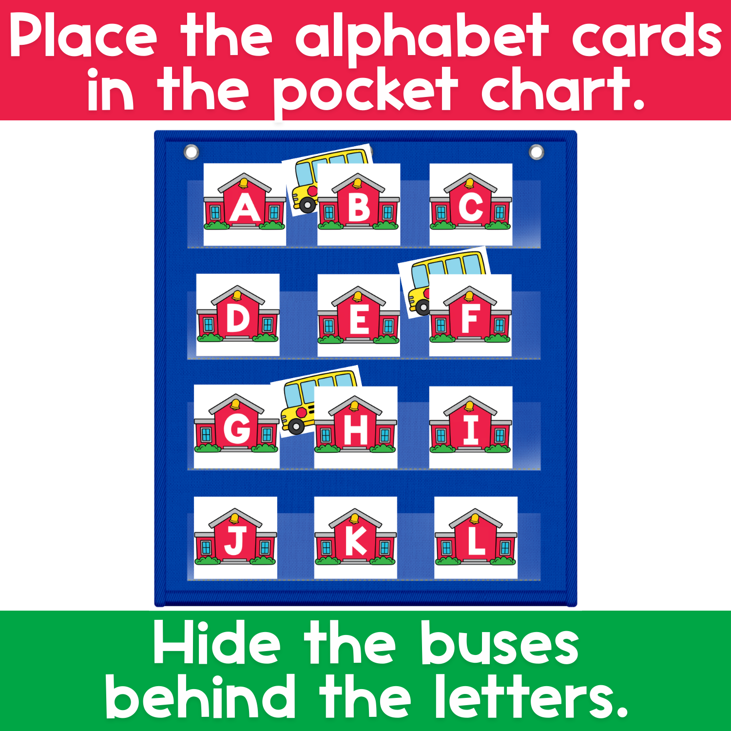 Alphabet Hide & Seek Pocket Chart Game | School Theme | Letter Recognition