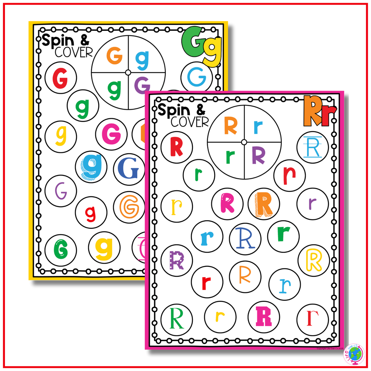 Alphabet Spin & Cover Printables and Centers