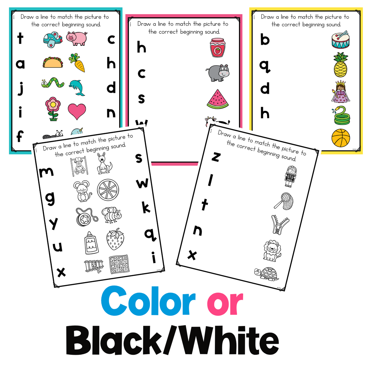 Beginning Sounds Matching Mats | Initial Sound Pictures | Phonemic Awareness