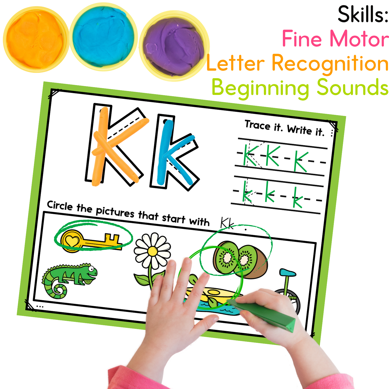 Beginning Sound Play Dough Mats | Letter Formation | Initial Sounds ...