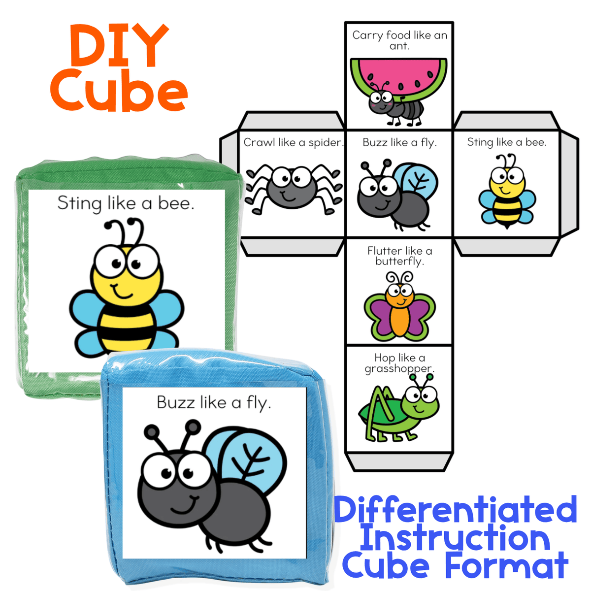 Brain Break Cube | Bugs and Insects Theme | Gross Motor Activity Cube | Sensory Play