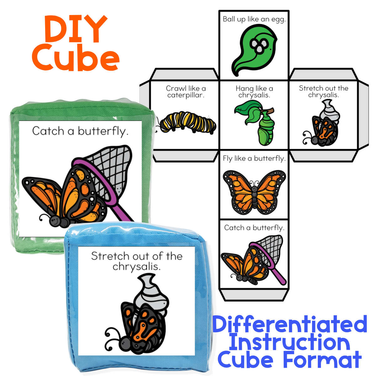 Brain Break Cube | Butterfly Theme | Gross Motor Activity Cube | Sensory Play