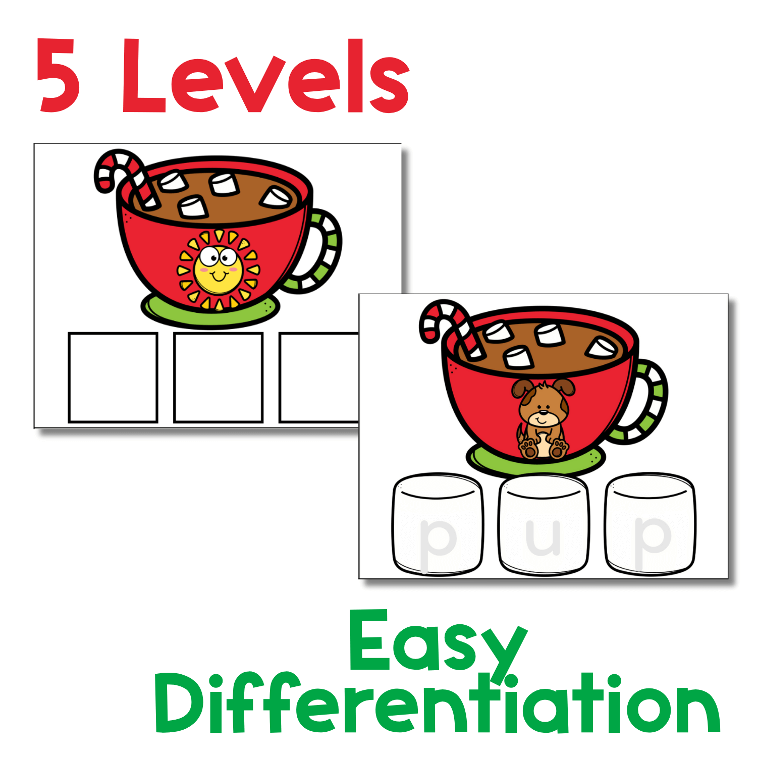 Christmas CVC Word Cards | Word Building | Phonics | CVC Cards | Kindergarten