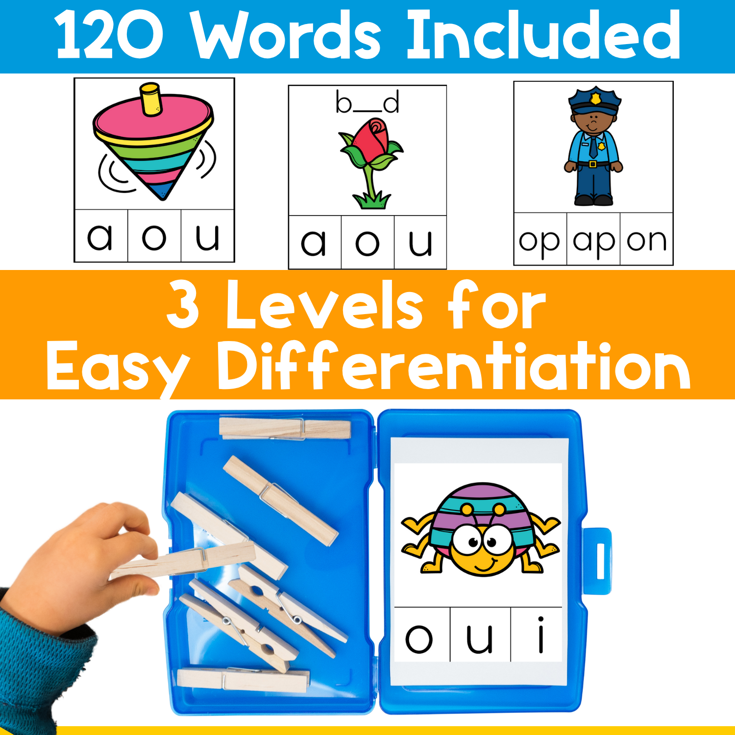 CVC Word Family Clip Cards | Literacy Centers for Kindergarten