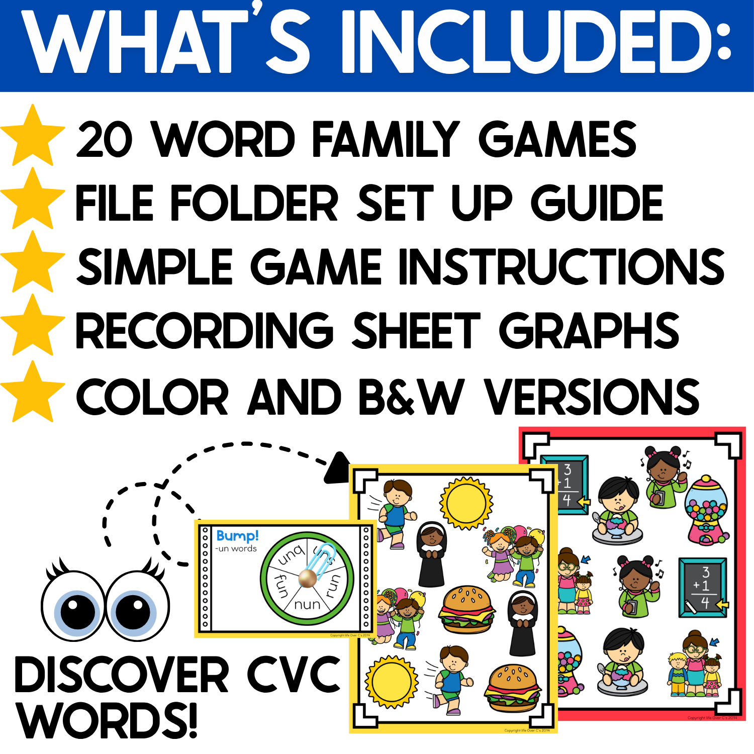 20+ CVC Word Bump! Games | Bump! File Folder Games | CVC Word Families