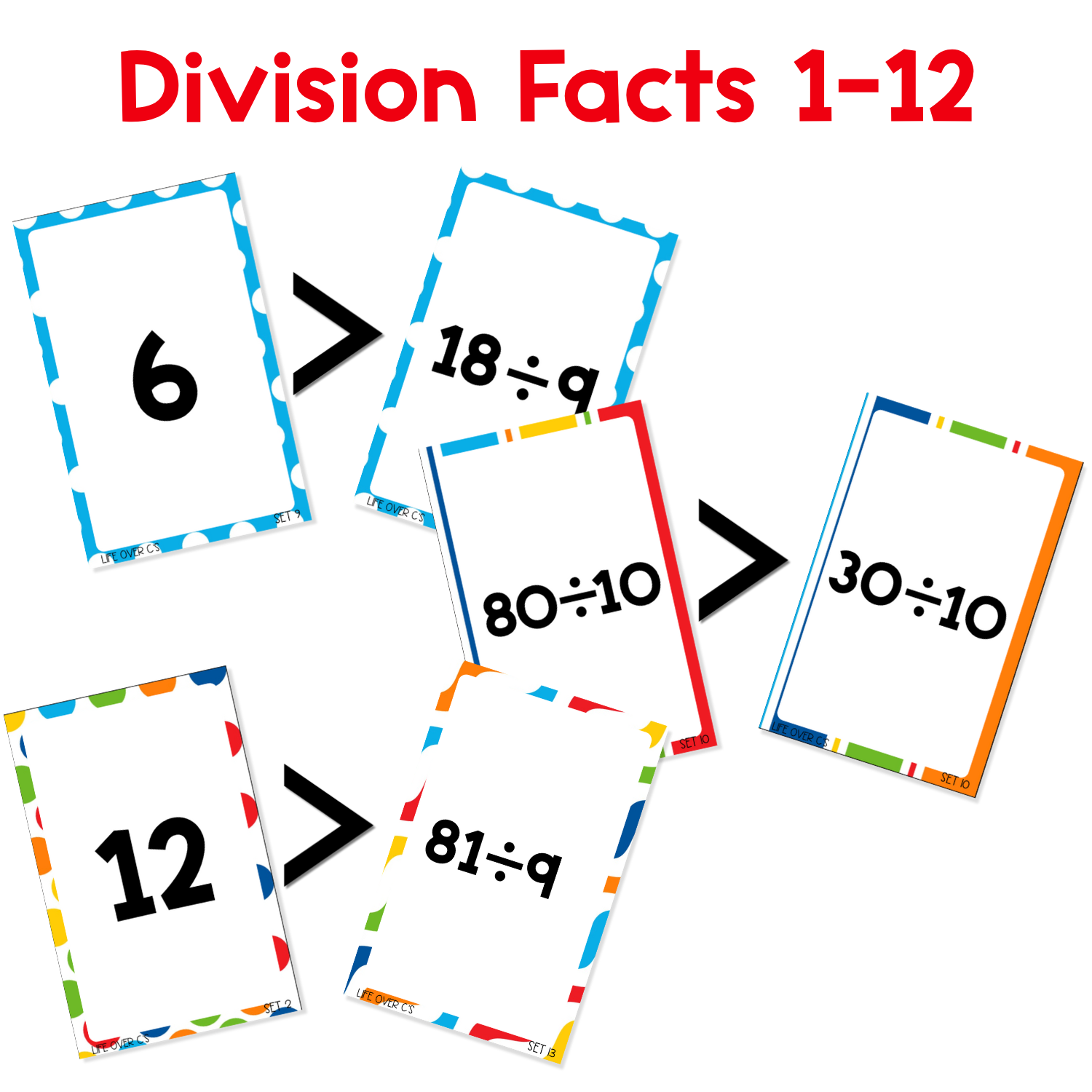 Division Facts War Card Game