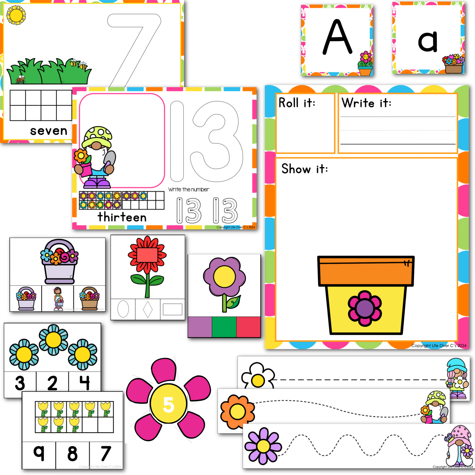 Preschool/Pre-K Math and Literacy| Flowers Theme