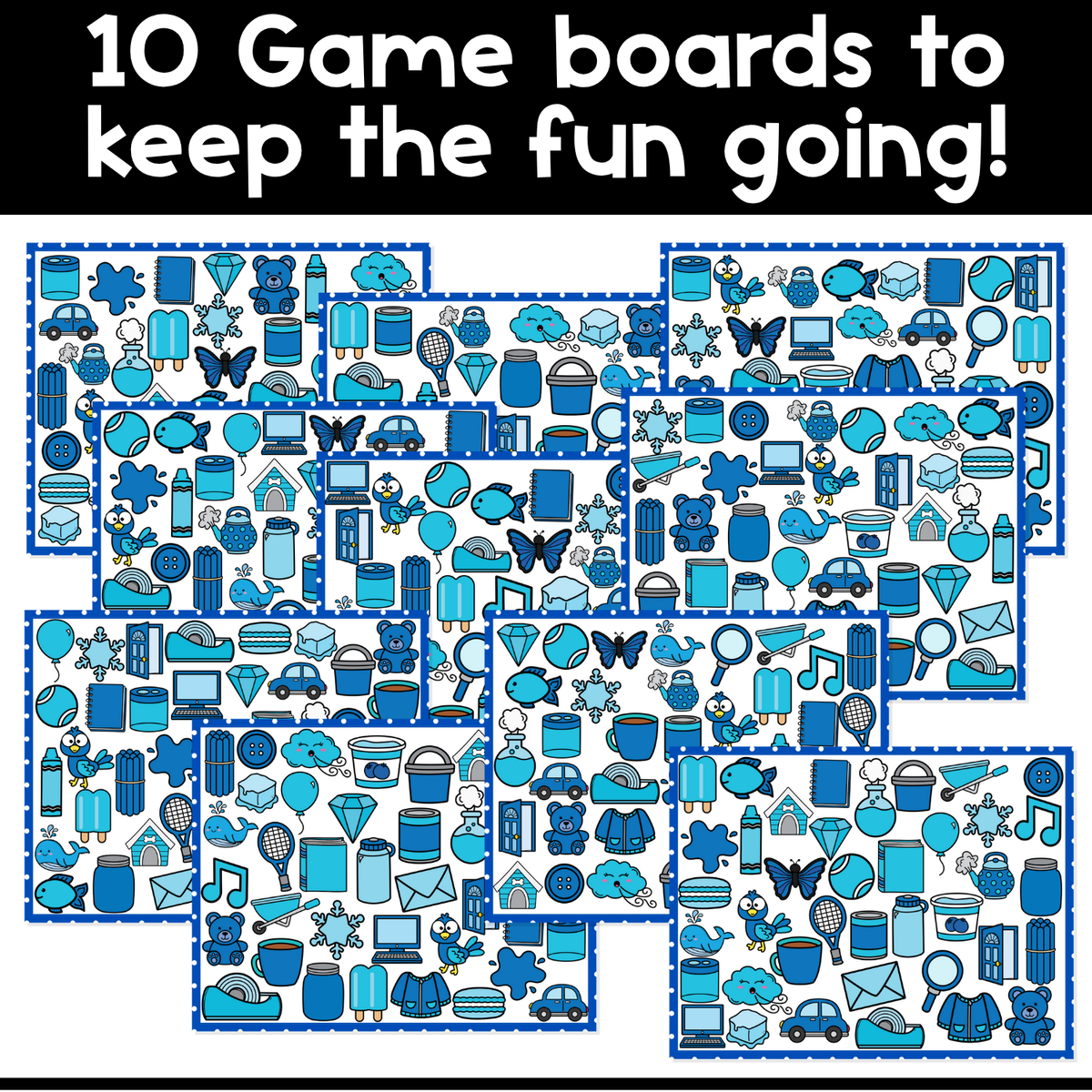 I Spy Board Game Blue Objects | Color Recognition  | Visual Discrimination | Sensory