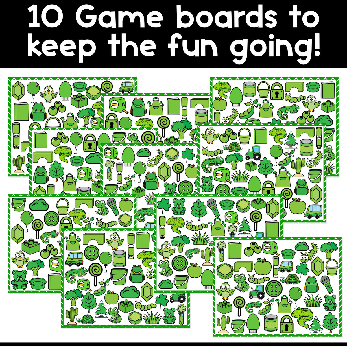 I Spy Flip Board Game Green Objects | Color Recognition  | Visual Discrimination | Sensory