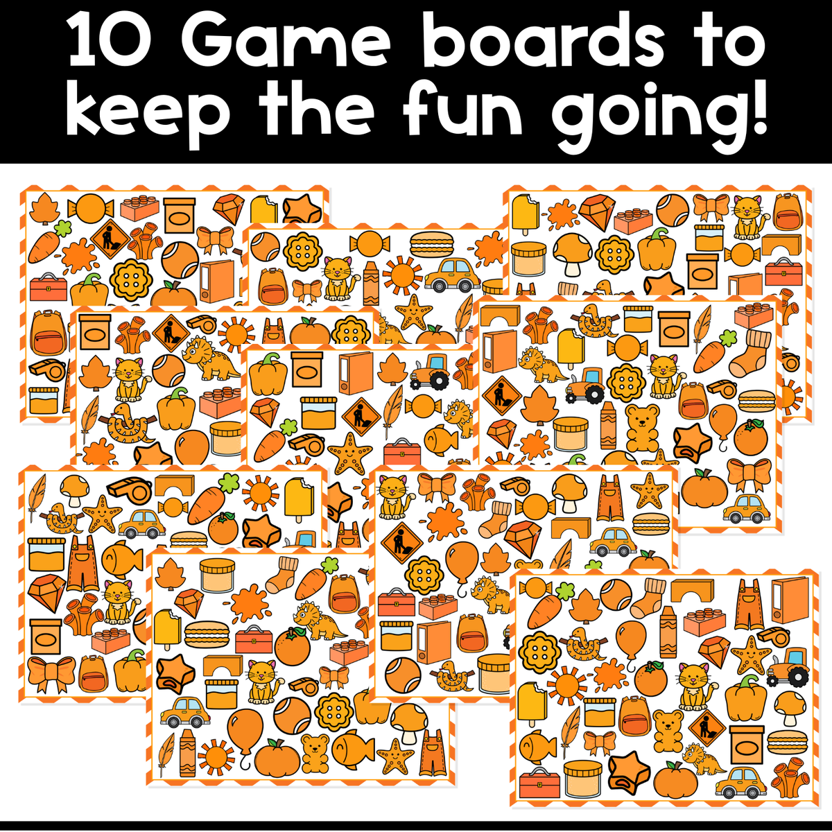 I Spy Flip Board Game Orange Objects | Color Recognition  | Visual Discrimination | Sensory