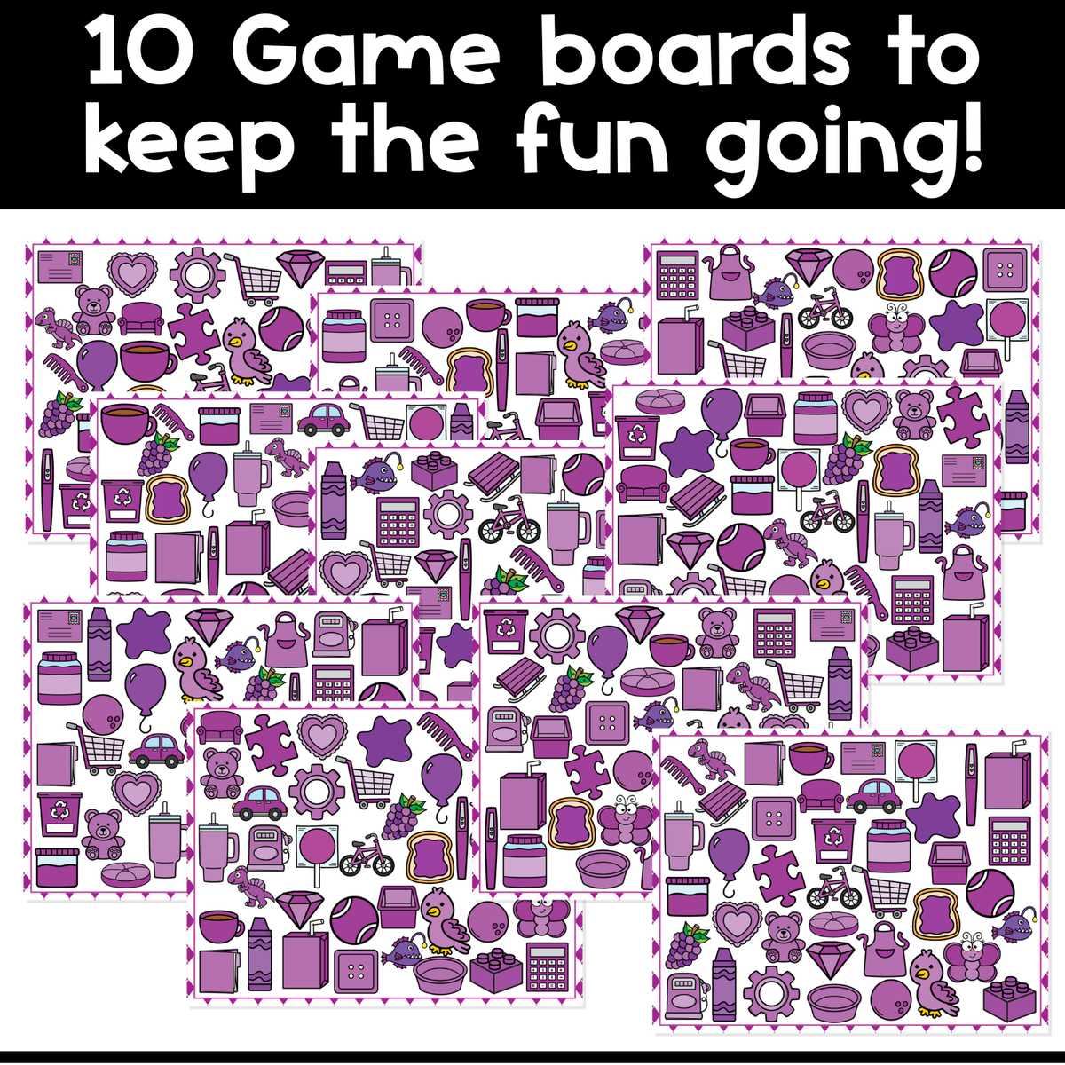 I Spy Flip Board Game Purple Objects | Color Recognition  | Visual Discrimination | Sensory