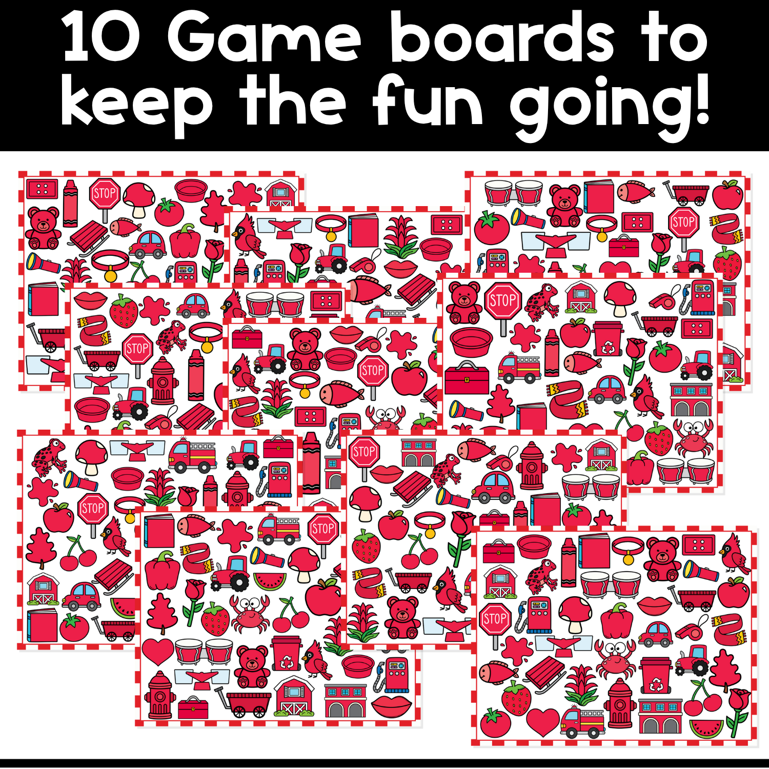I Spy Board Game Red Objects | Color Recognition  | Visual Discrimination | Sensory
