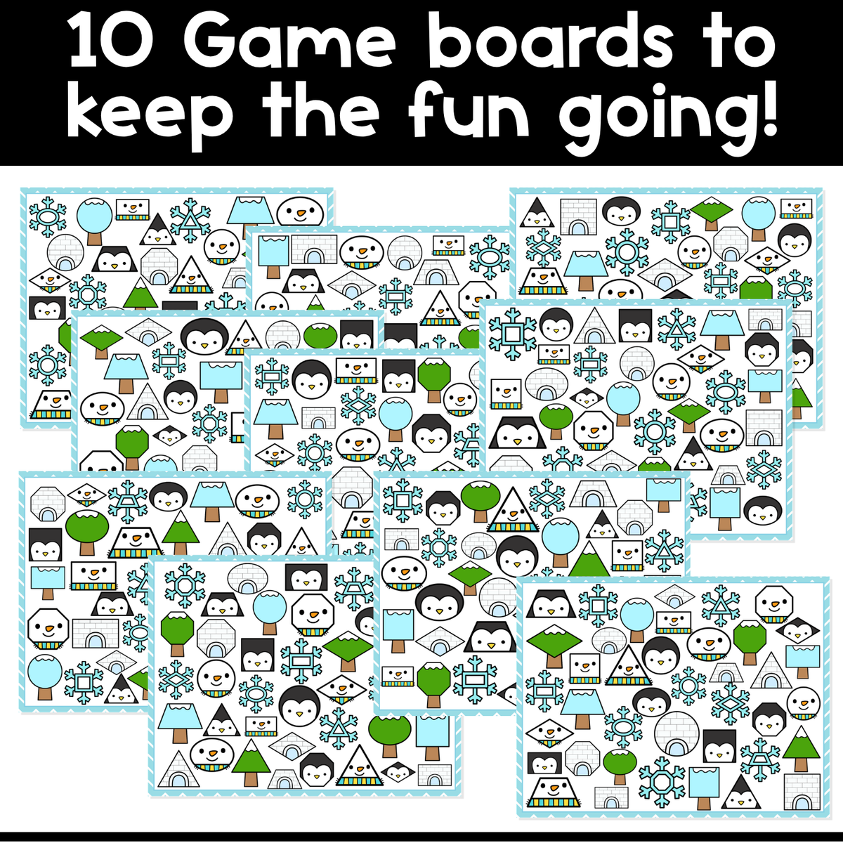 I Spy Board Game Winter Shapes | 2D Shapes | Shape Recognition | I Spy