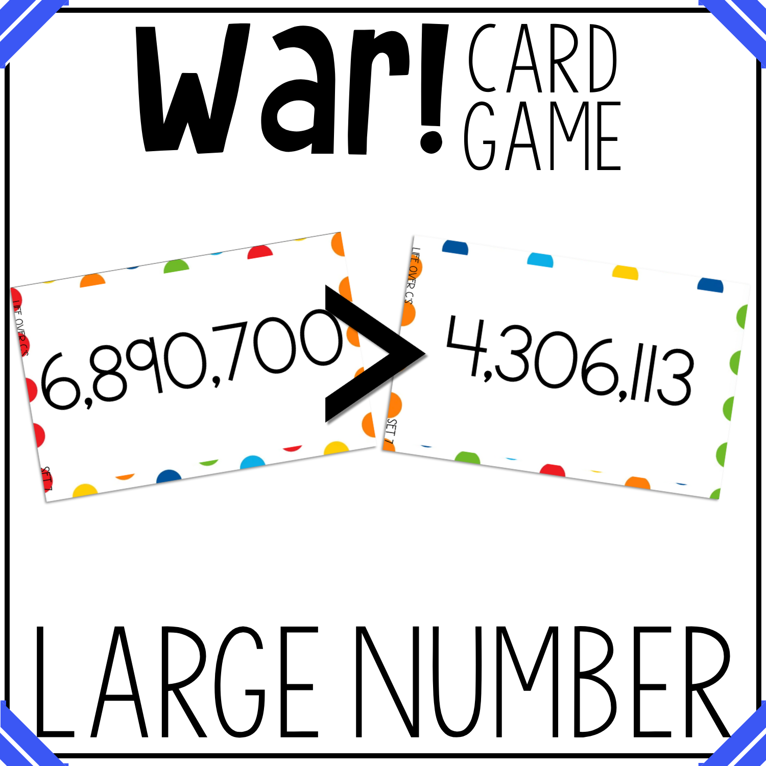 War Card Games Bundle: Multiplication, Division, Large Numbers, Fractions and Decimals