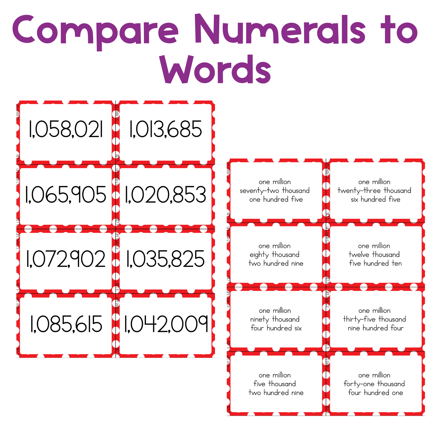 Large Number Place Value War Card Game