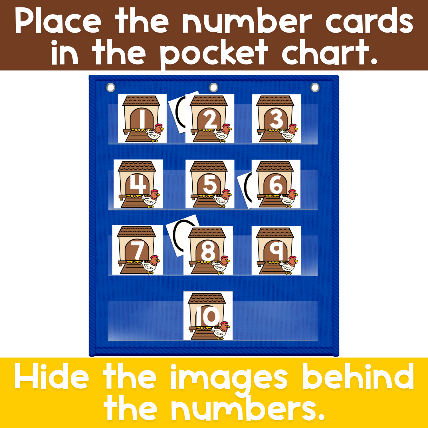 Numbers Pocket Chart Game | Counting 0-120 | Number Hide and Seek | Farm Chicken