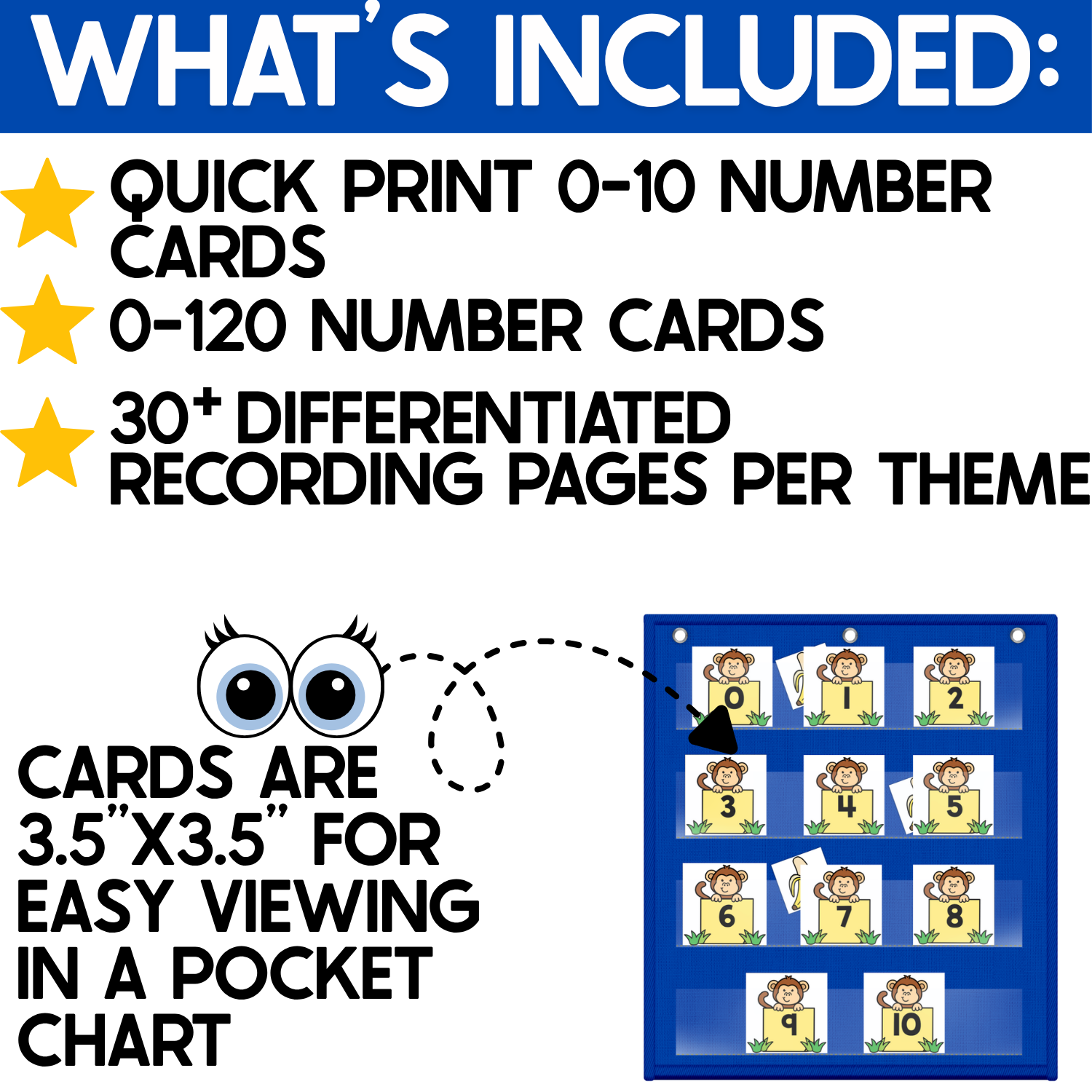 Numbers 0-120 Hide & Seek Pocket Chart Cards | Zoo Theme