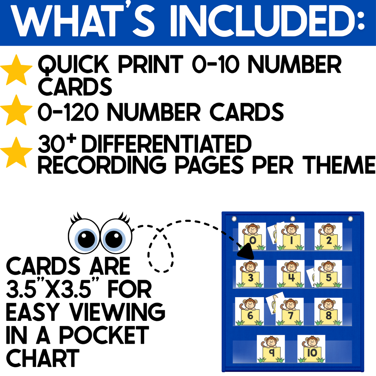 Numbers 0-120 Hide & Seek Pocket Chart Cards | Zoo Theme