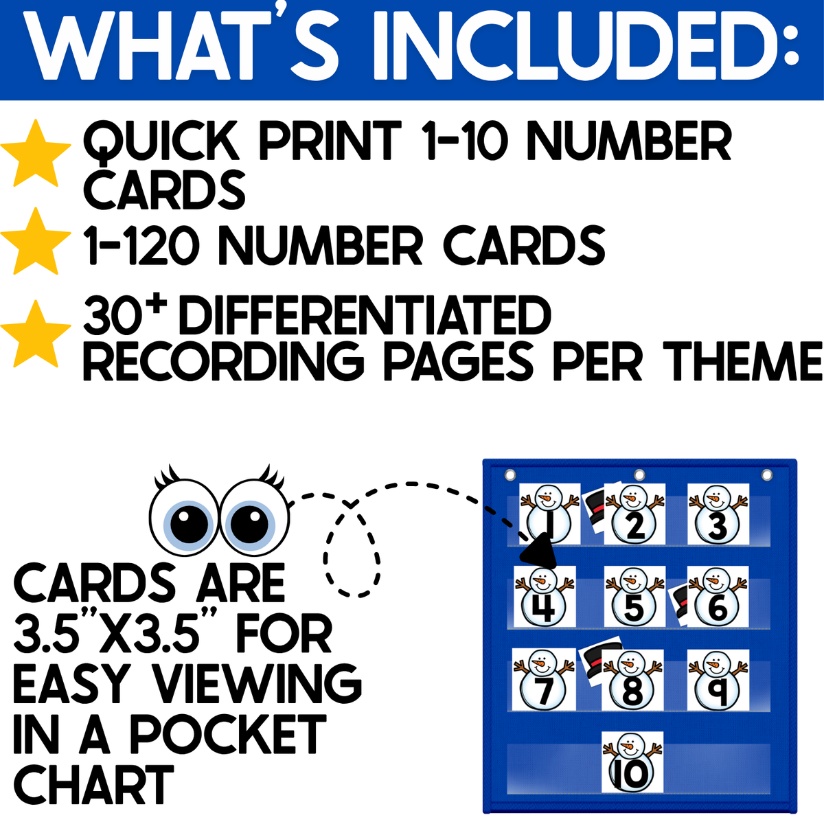 Numbers Pocket Chart Game | Counting 0-120 | Number Hide and Seek | Snowman