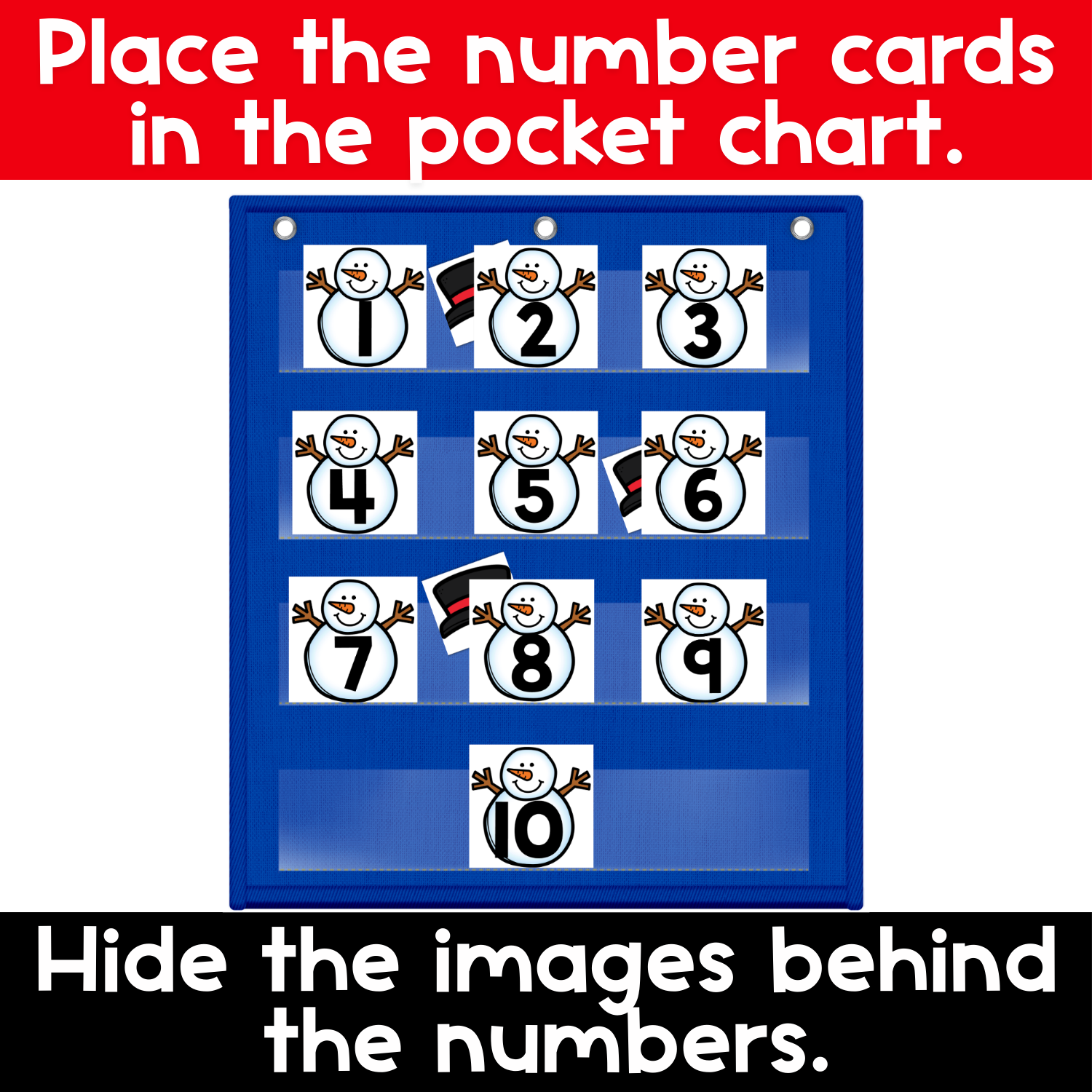 Numbers Pocket Chart Game | Counting 0-120 | Number Hide and Seek | Snowman