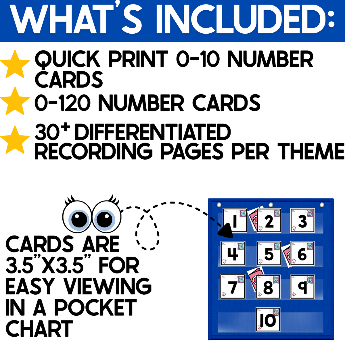 Numbers 0-120 Hide & Seek Pocket Chart Cards | Valentine Theme