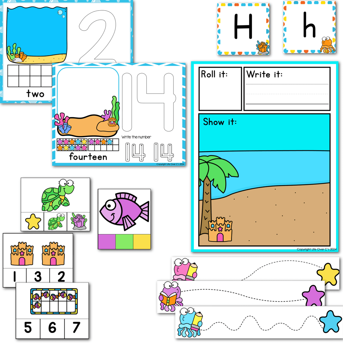 Preschool/Pre-K Math and Literacy: Ocean Theme