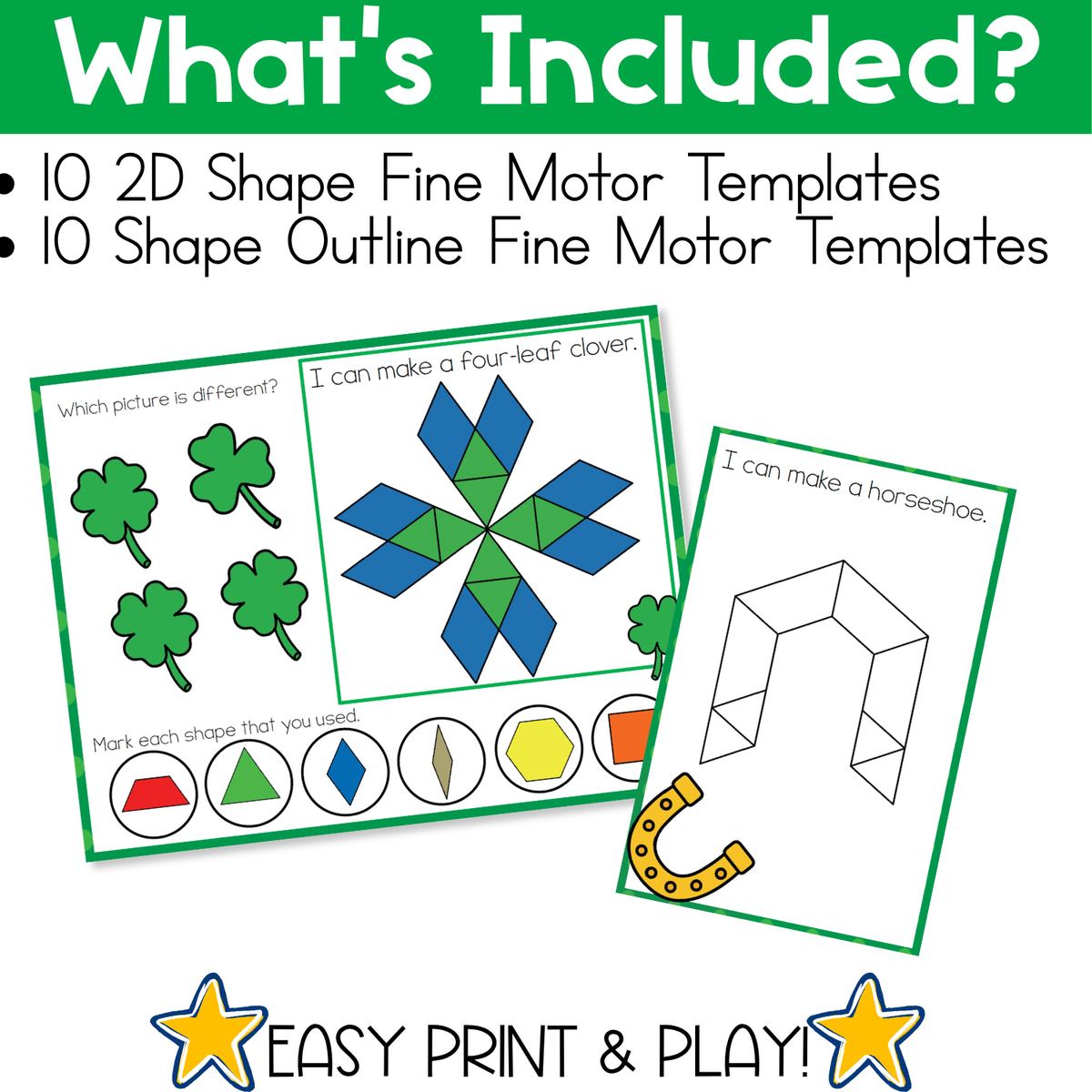 Fine Motor Mats for St. Patrick's Day | Pattern Blocks