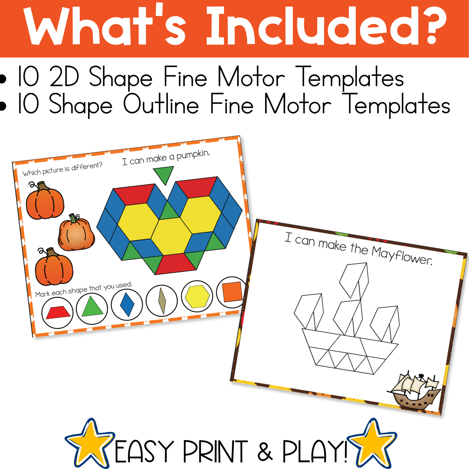 Fine Motor Mats for Thanksgiving | Pattern Blocks