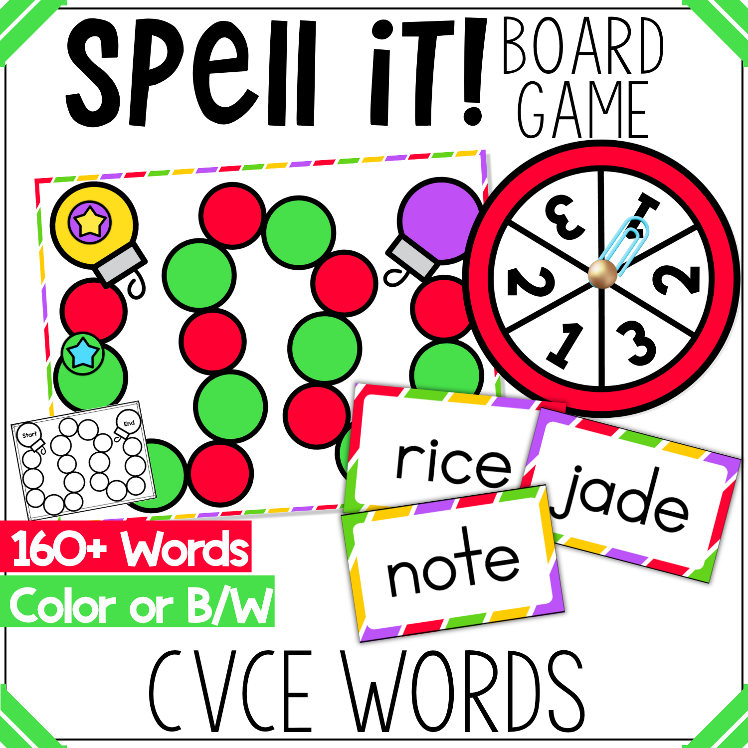 CVC, CCVC, CVCe Word Families Game Christmas Themed