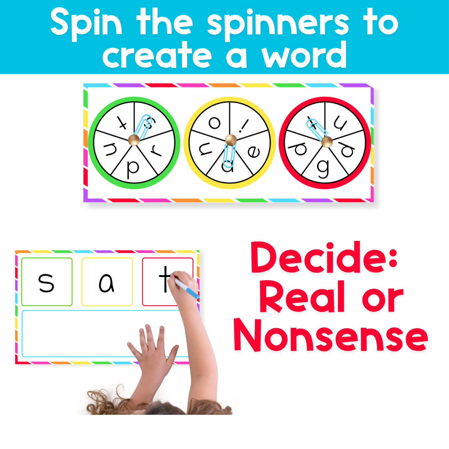 CVC Real and Nonsense Words Spin & Win