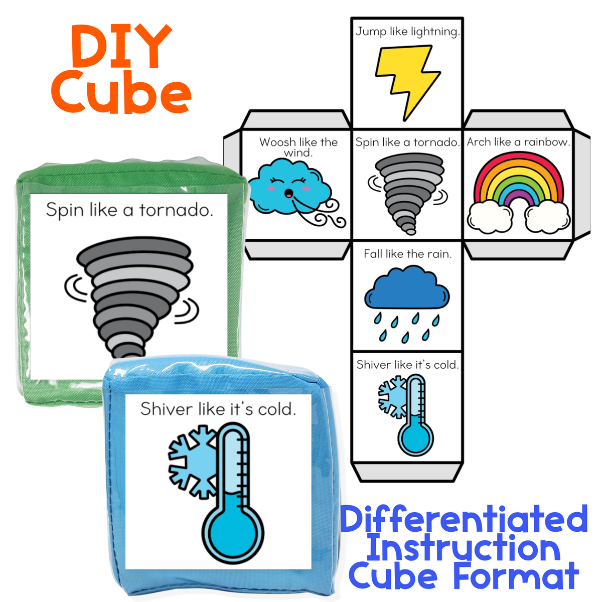 Brain Break Cube | Weather Theme | Gross Motor Activity Cube | Sensory Play
