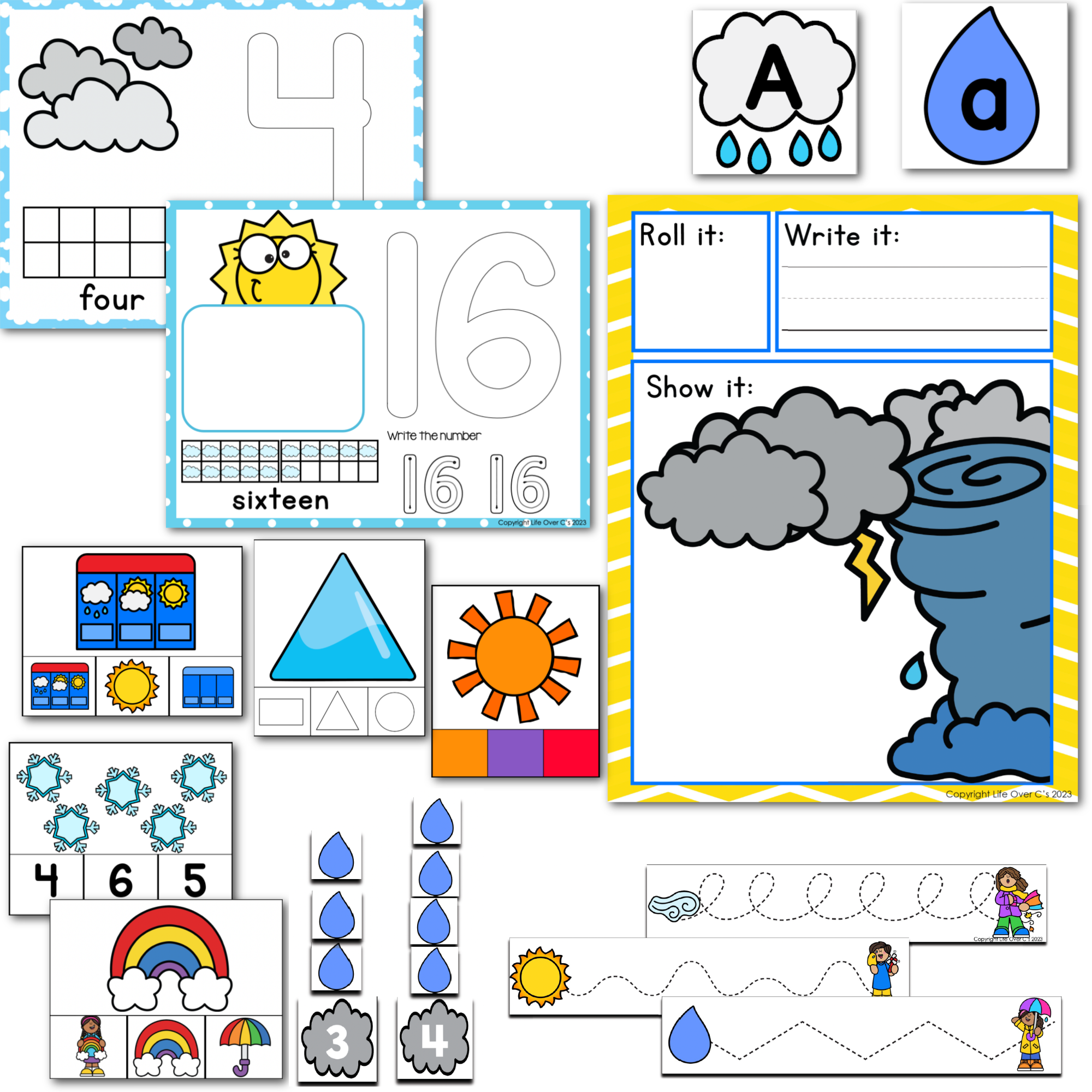 Preschool/Pre-K Math and Literacy: Weather Theme