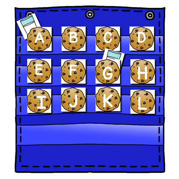 Alphabet Hide & Seek Pocket Chart Cards | Milk & Cookies Theme