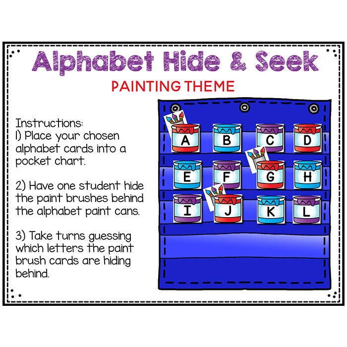 Alphabet Hide & Seek Pocket Chart Cards | Painting Theme