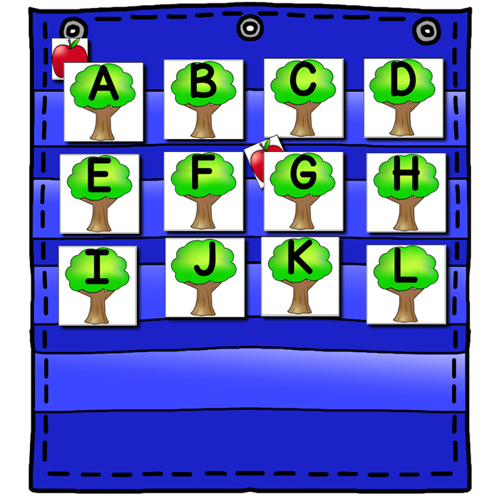 Alphabet Hide & Seek Pocket Chart Cards | Apple Tree Theme