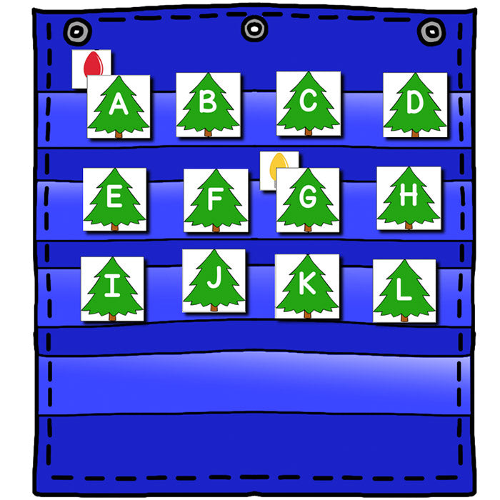 Alphabet Hide & Seek Pocket Chart Cards | Christmas Tree Theme