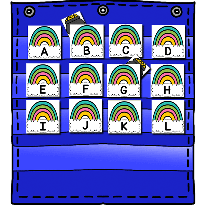 Alphabet Hide & Seek Pocket Chart Cards | Rainbow Theme