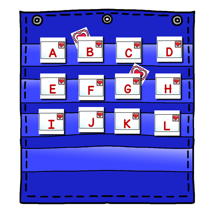 Alphabet Hide & Seek Pocket Chart Cards | Valentine Theme