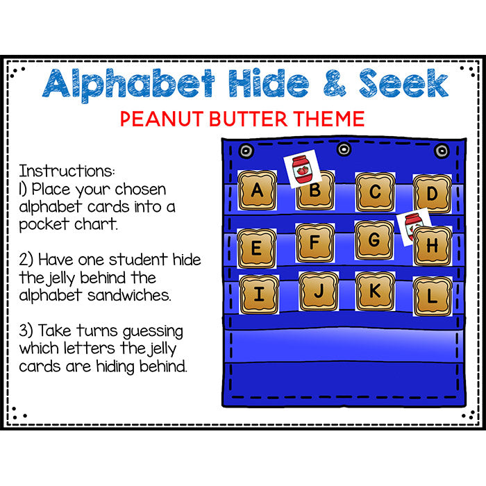 Alphabet Hide & Seek Pocket Chart Cards | Peanut Butter and Jelly